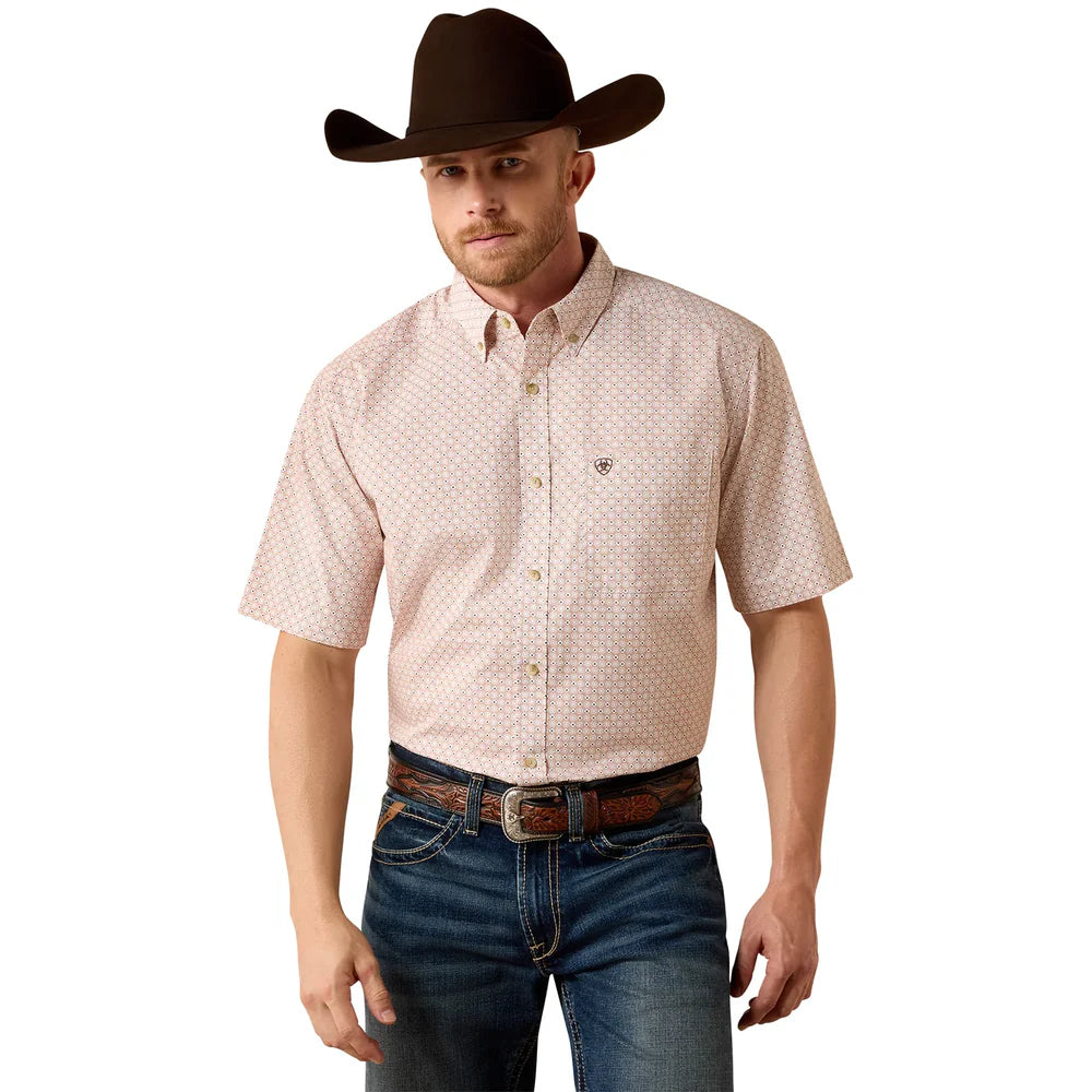 Ariat Men's Nelson Short Sleeve Classic Fit Shirt Almond Oil