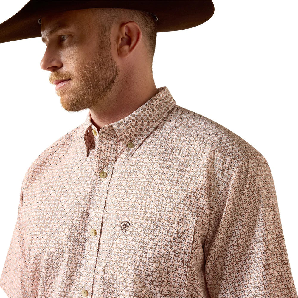 Ariat Men's Nelson Short Sleeve Classic Fit Shirt Almond Oil