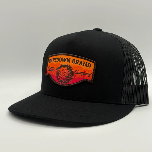 Baredown Brand Flat Bill  Sunstone Cap- Black