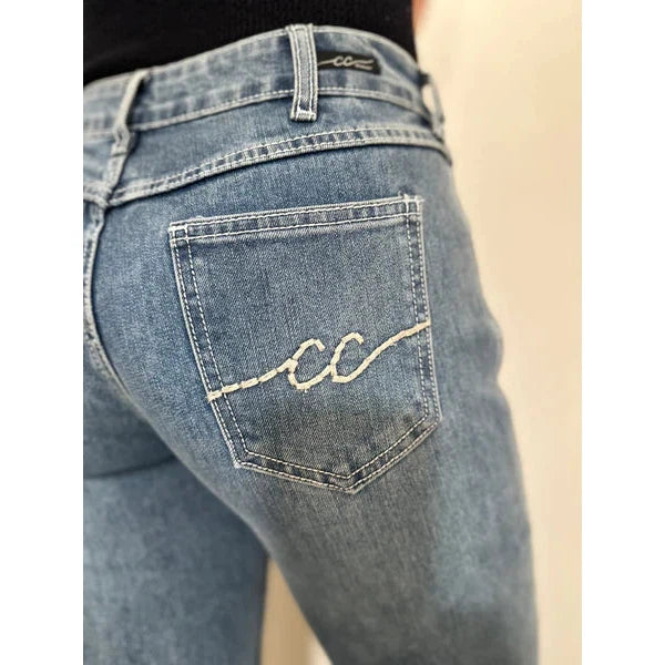 Cowgirl Couture Women's Signature Mid Rise Trouser Jeans - Medium Wash