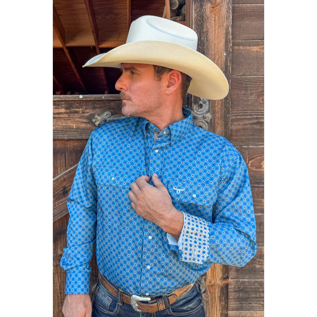 Drover Men's Signature Series Performance Vent  The Stockman Snap Shirt - Blue