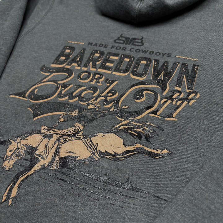 Baredown Brand Buck Off Hoodie- Heather Charcoal