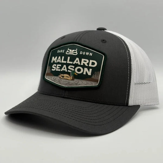 Baredown Brand Mallard Season Green Curved Bill Cap-Grey/White