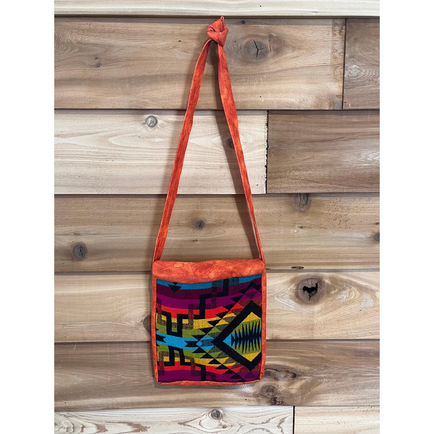 El Paso Woven Panel Messenger Bag w/Flap Top