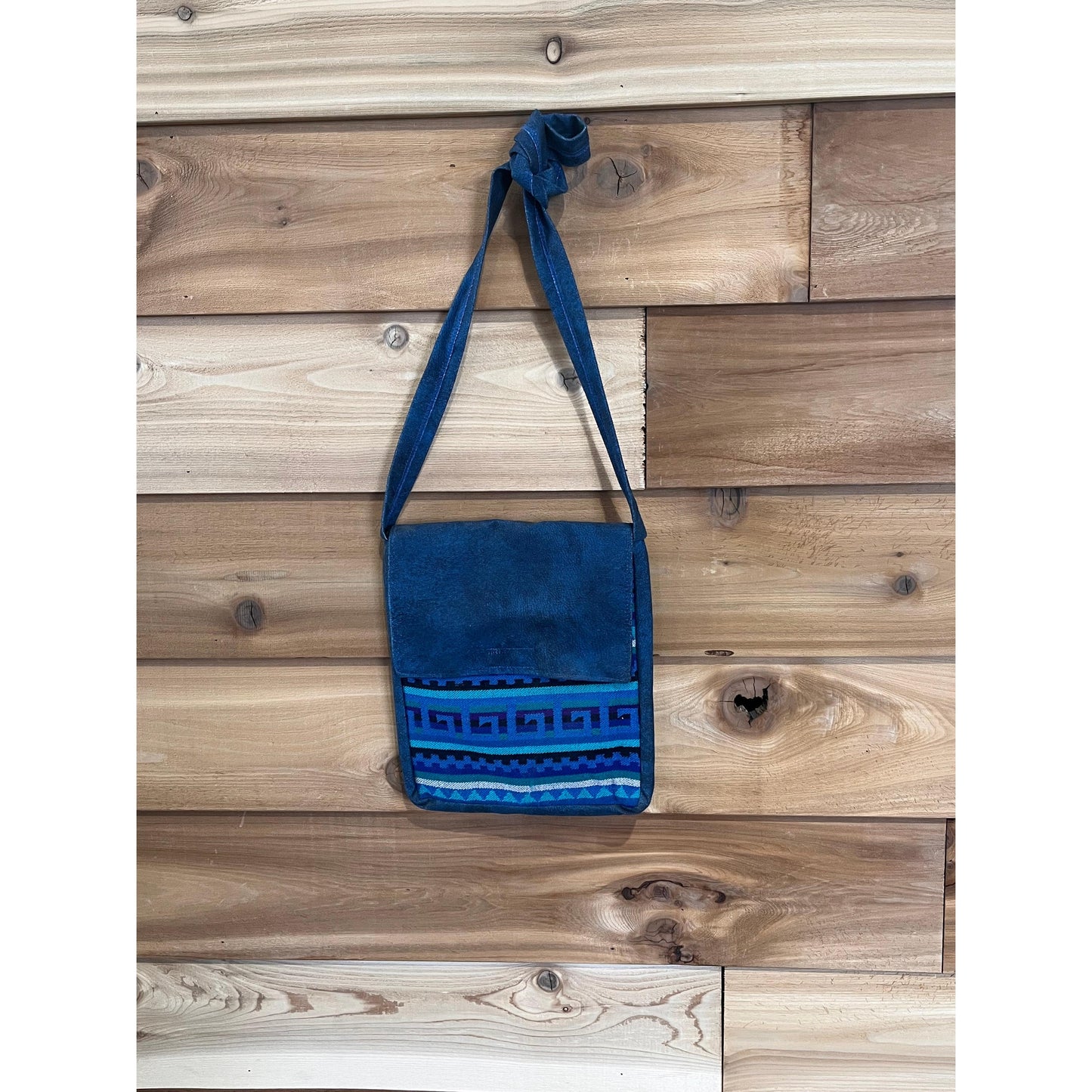 El Paso Woven Panel Messenger Bag w/Flap Top