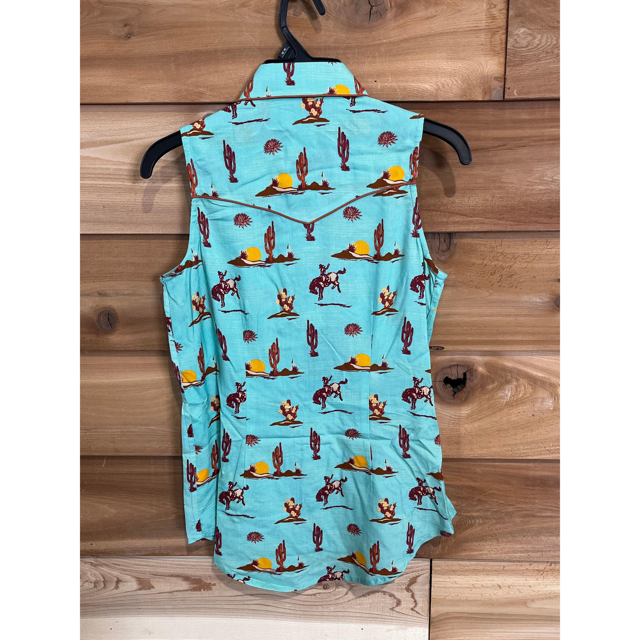 Panhandle Women's Sleeveless Retro Snap Shirt- Turquoise