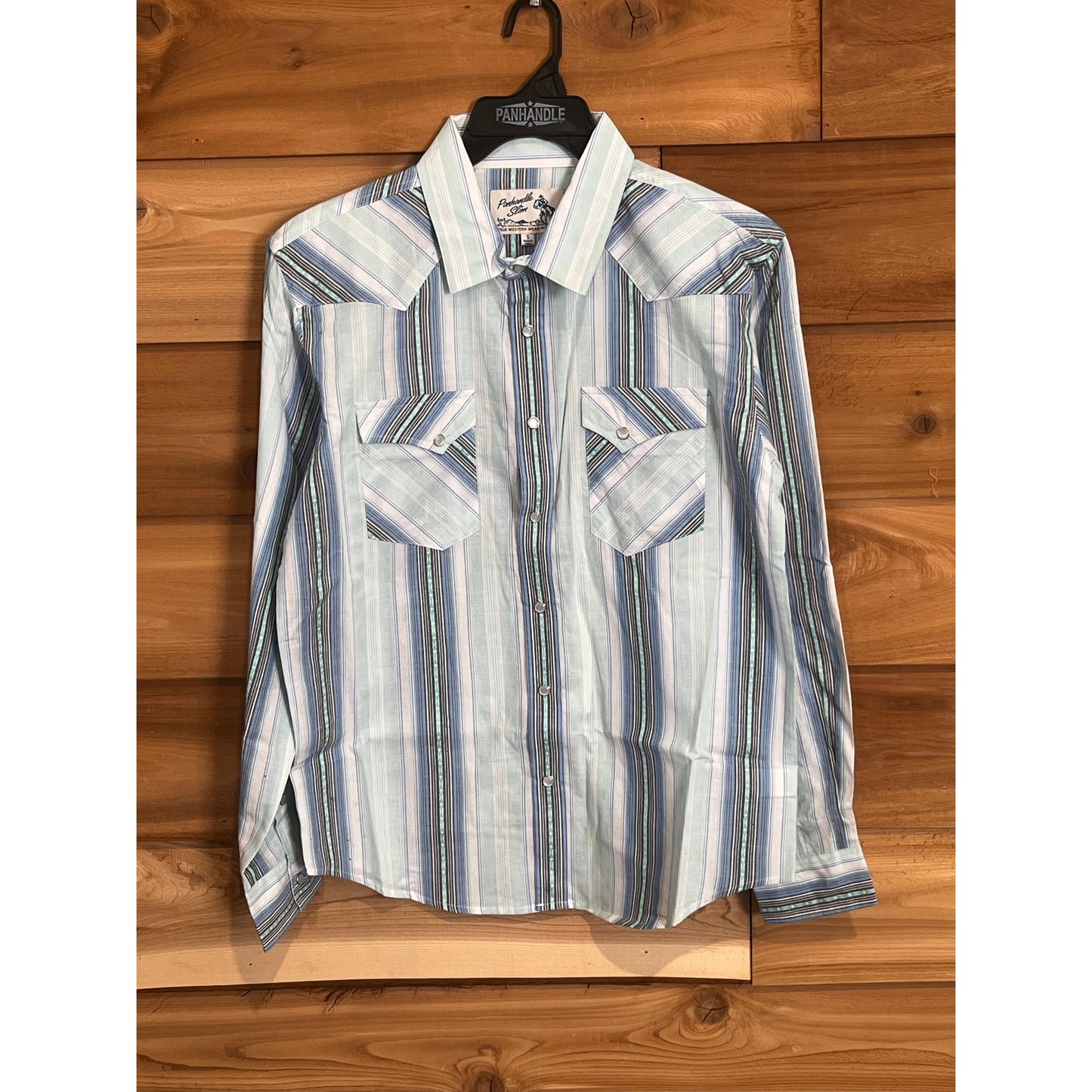 Panhandle Men's Long Sleeve Snap Shirt- Blue