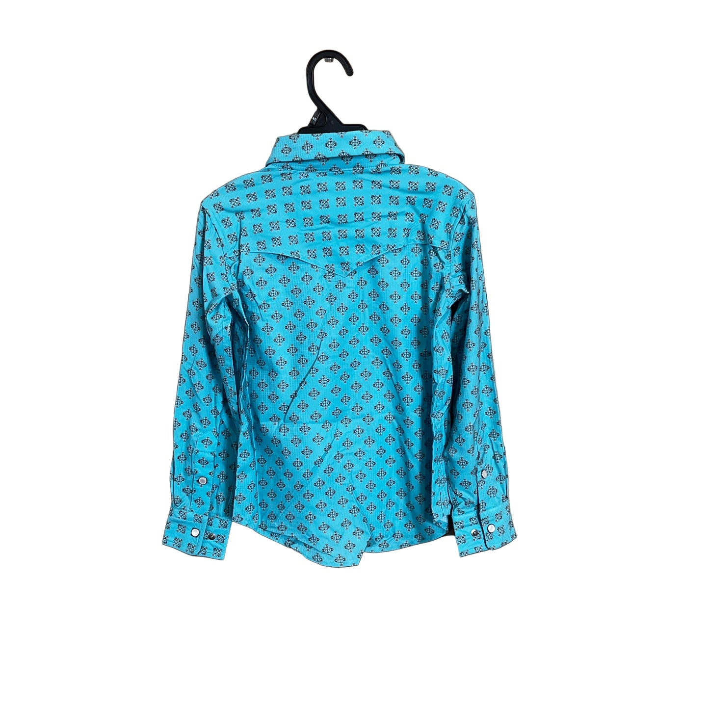 Rock & Roll Boy's Long Sleeve Geo Print Tek Snap Shirt - Teal