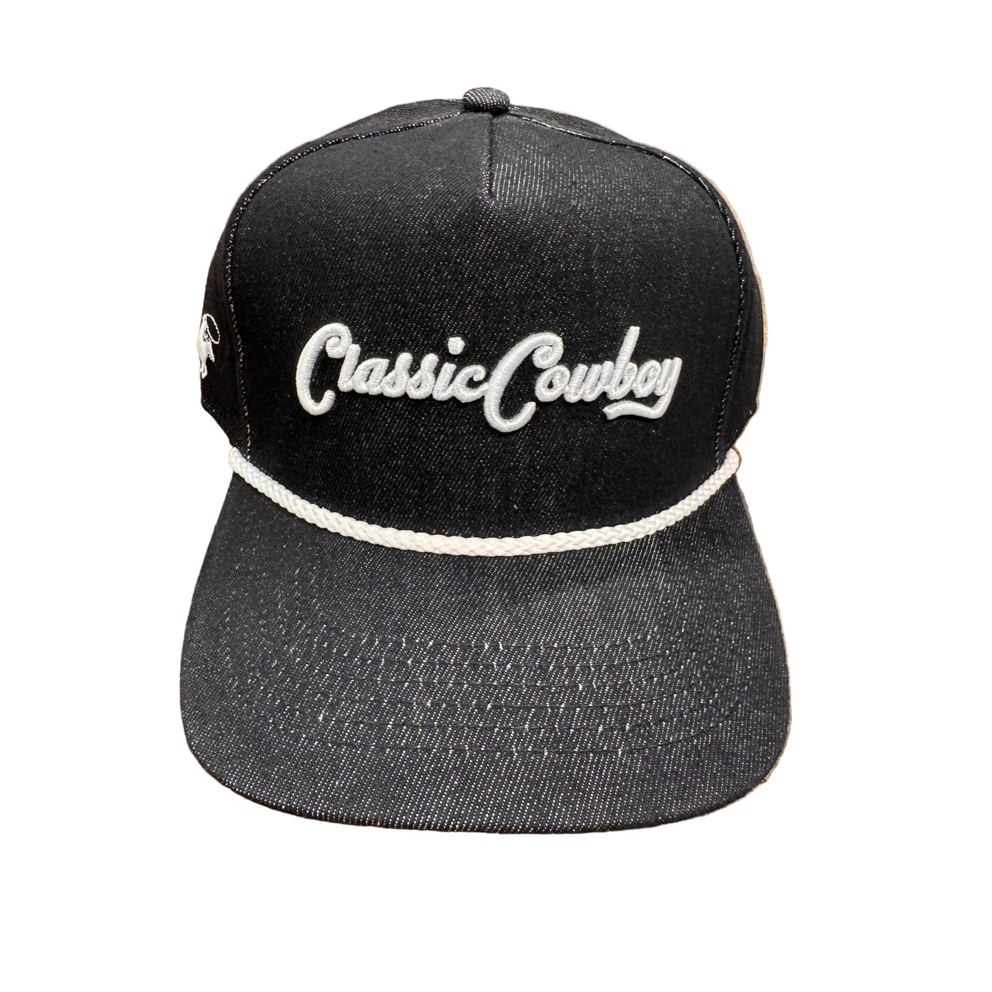 Classic Cowboy Unisex Black Denim Ball Cap - Black