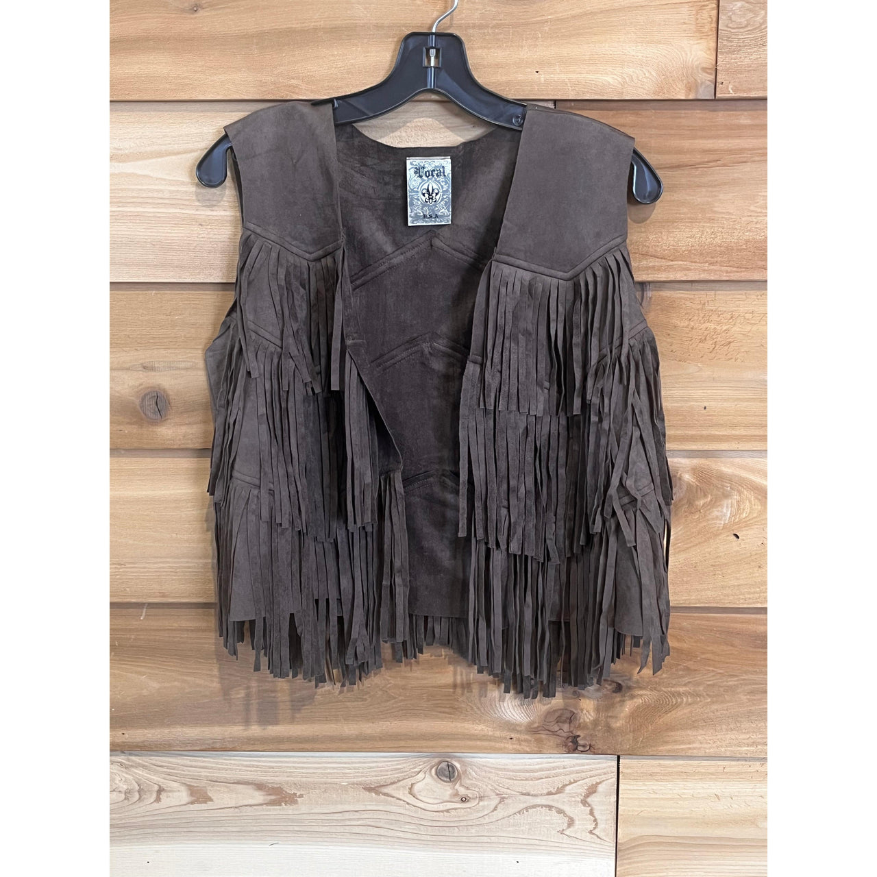 Vocal Apparel Suede Chevron Shape Fringe Vest- Assorted Colours