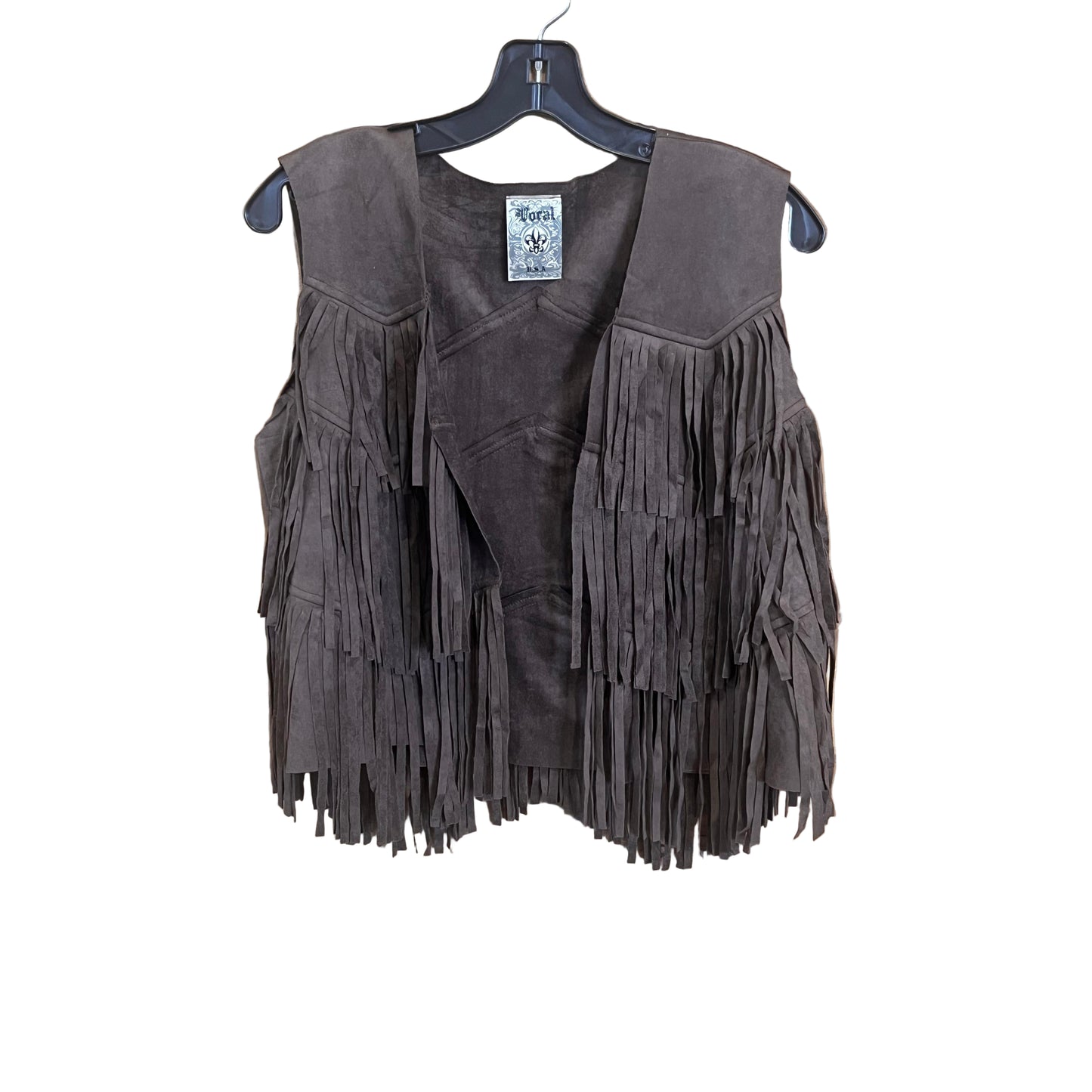 Vocal Apparel Suede Chevron Shape Fringe Vest- Assorted Colours