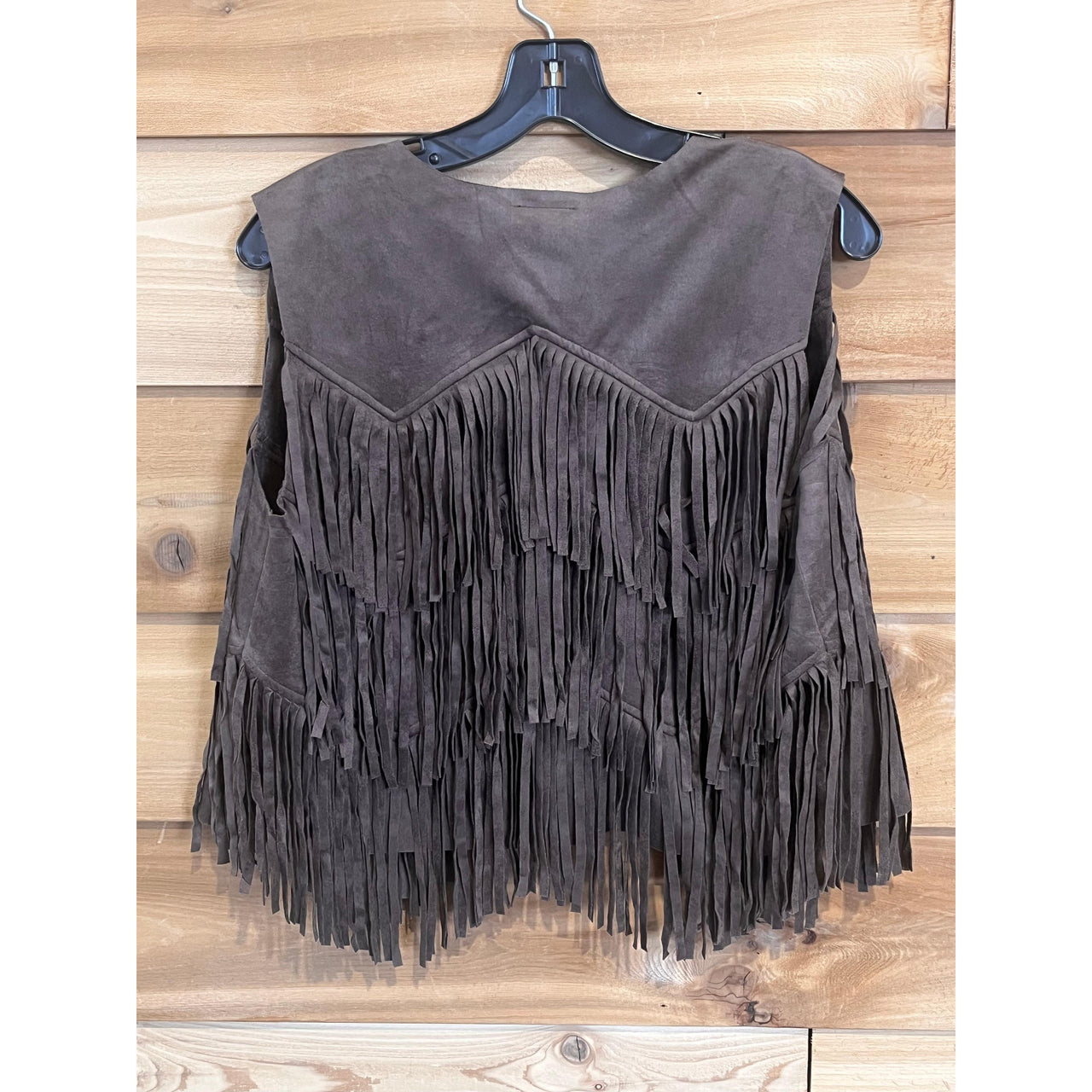 Vocal Apparel Suede Chevron Shape Fringe Vest- Assorted Colours