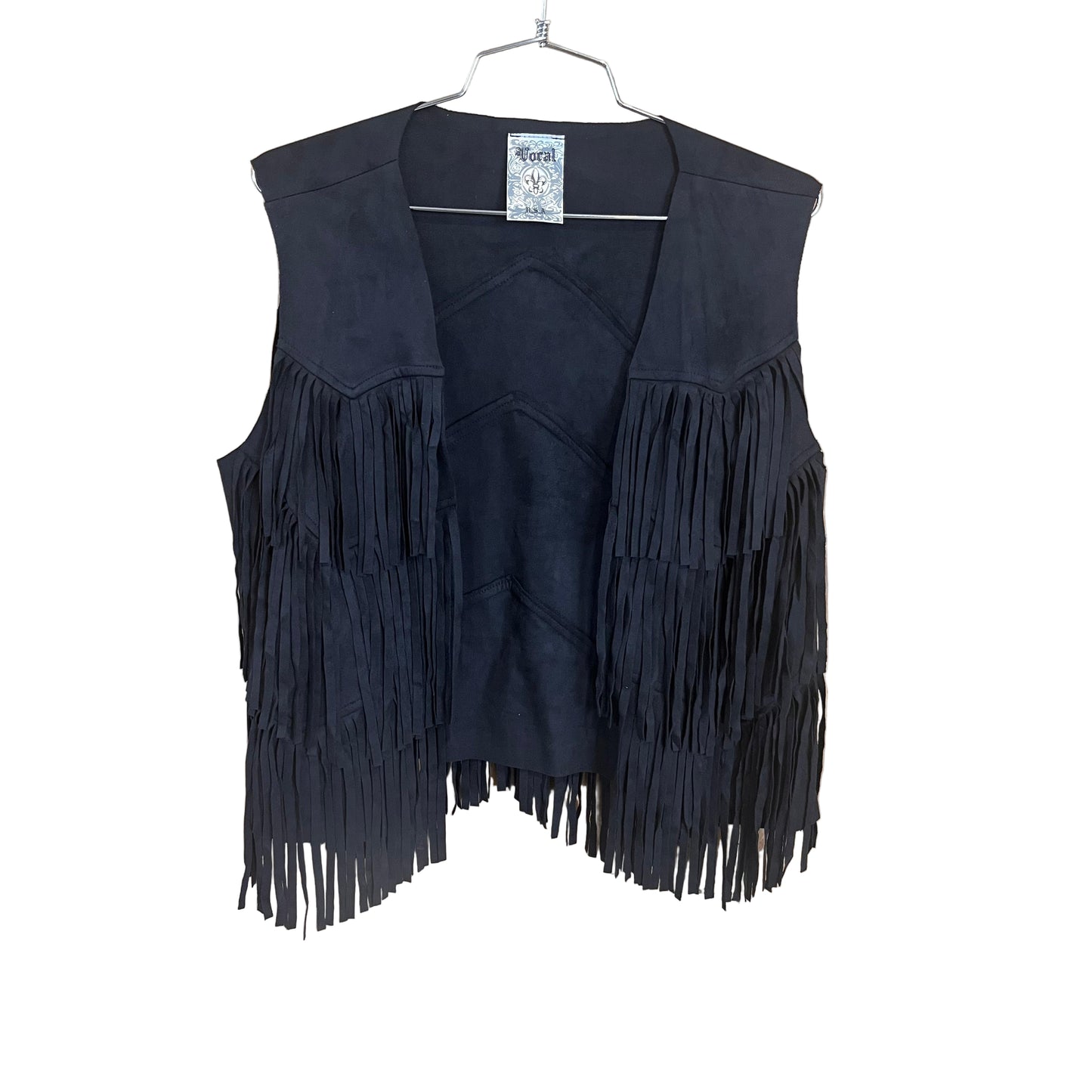 Vocal Apparel Suede Chevron Shape Fringe Vest- Assorted Colours