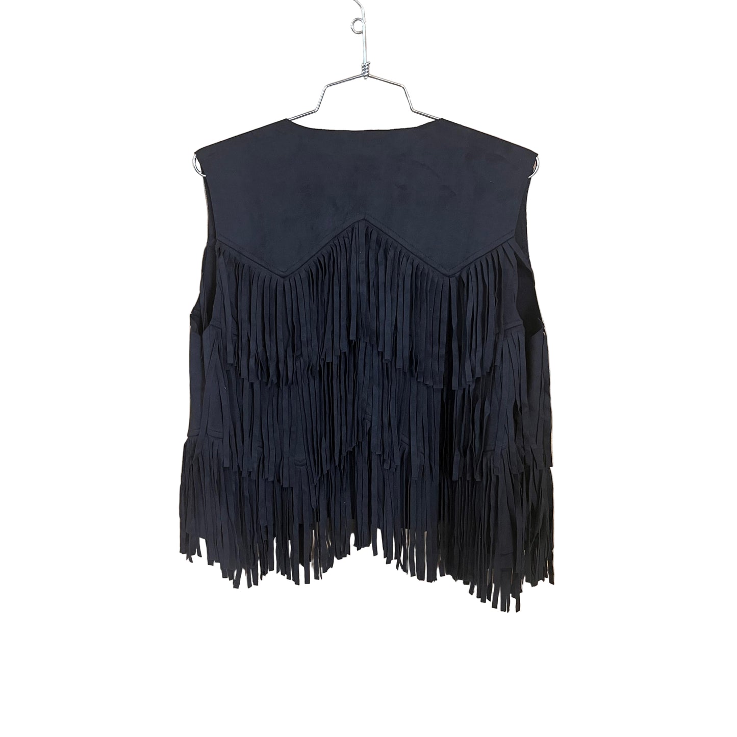 Vocal Apparel Suede Chevron Shape Fringe Vest- Assorted Colours