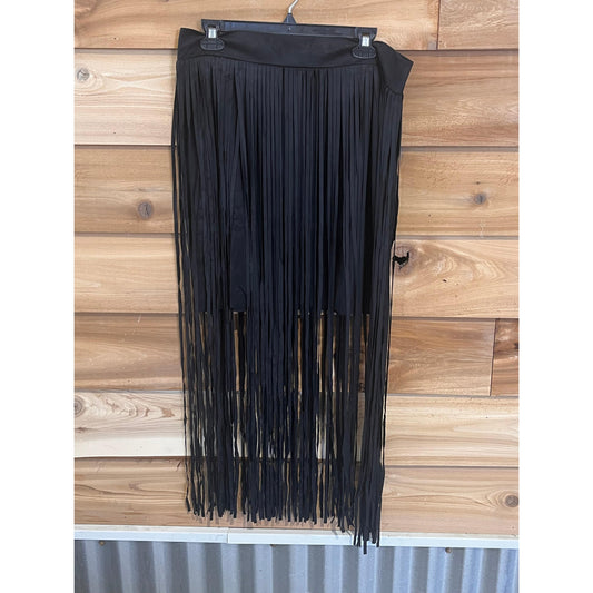 Vocal Apparel Faux Suede Fringe Skirt - Assorted Colours