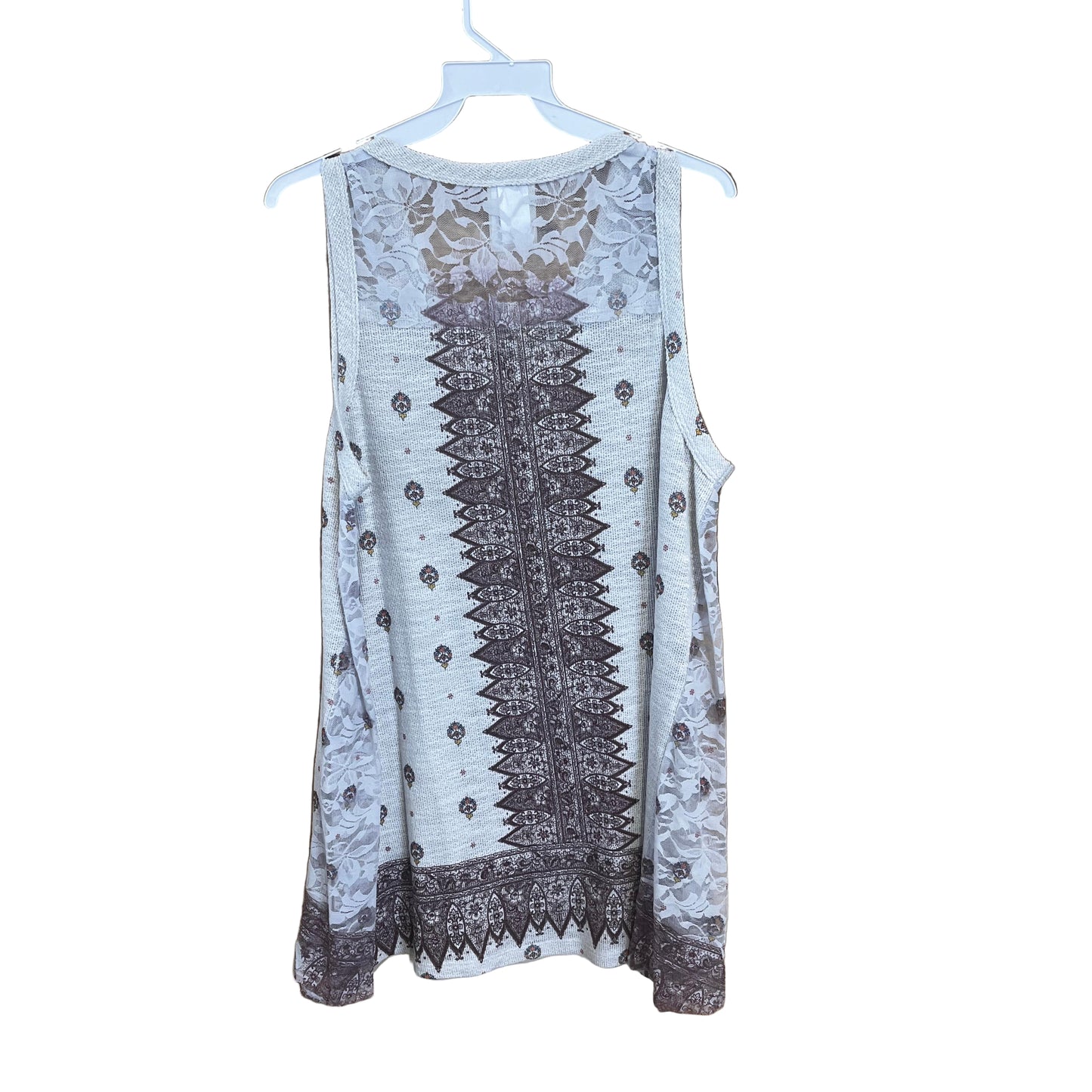 Vocal Apparel Crochet Lace Contrast Print Shirt- Assorted Colours