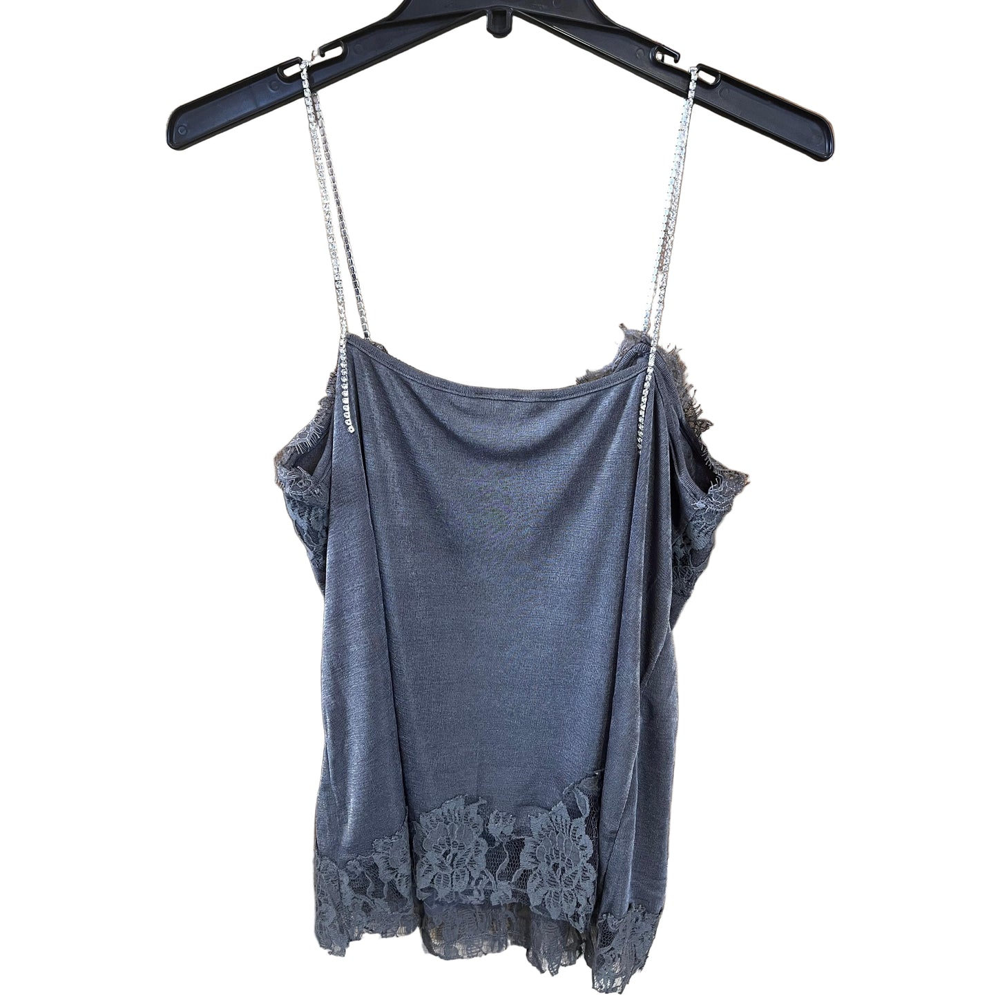 Vocal Apparel V Neck Sleeveless Knit Vintage Camisole Top with Lace Trim - Assorted Colours