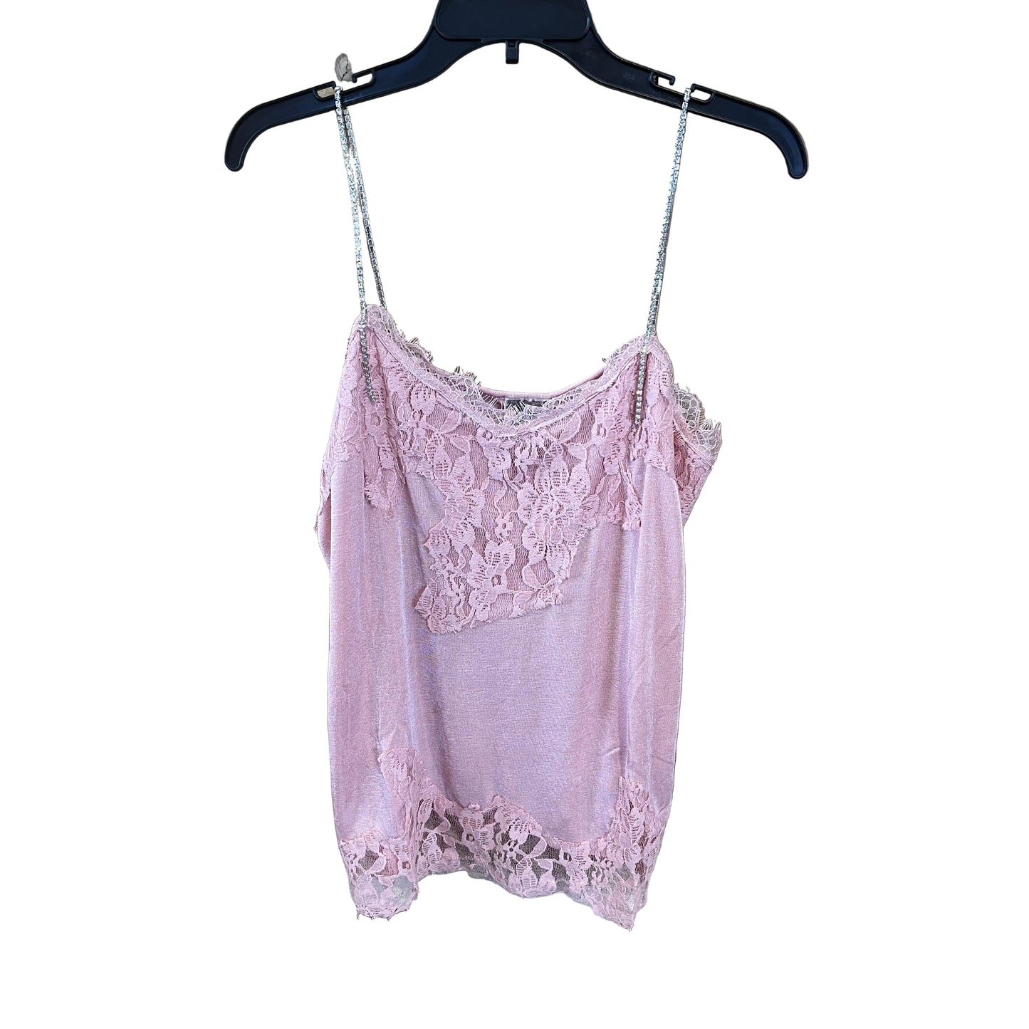 Vocal Apparel V Neck Sleeveless Knit Vintage Camisole Top with Lace Trim - Assorted Colours
