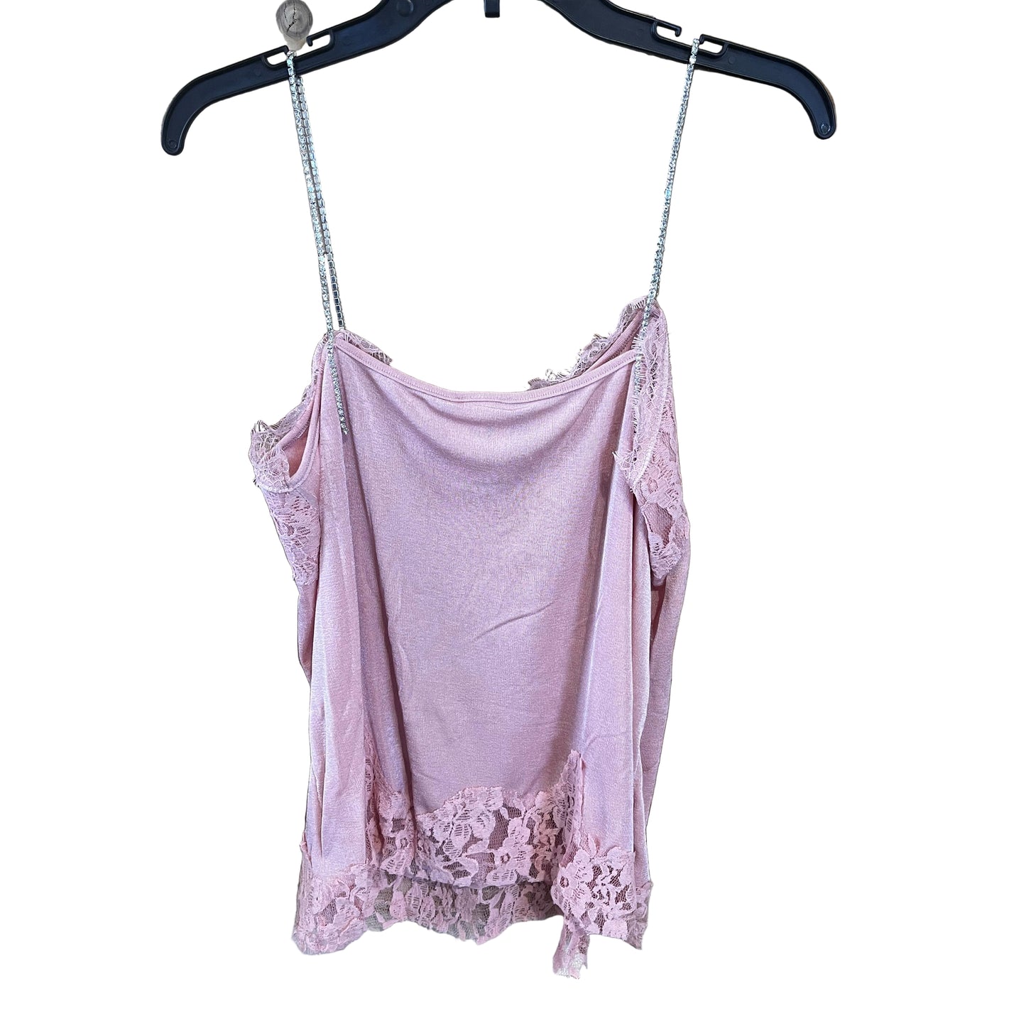 Vocal Apparel V Neck Sleeveless Knit Vintage Camisole Top with Lace Trim - Assorted Colours