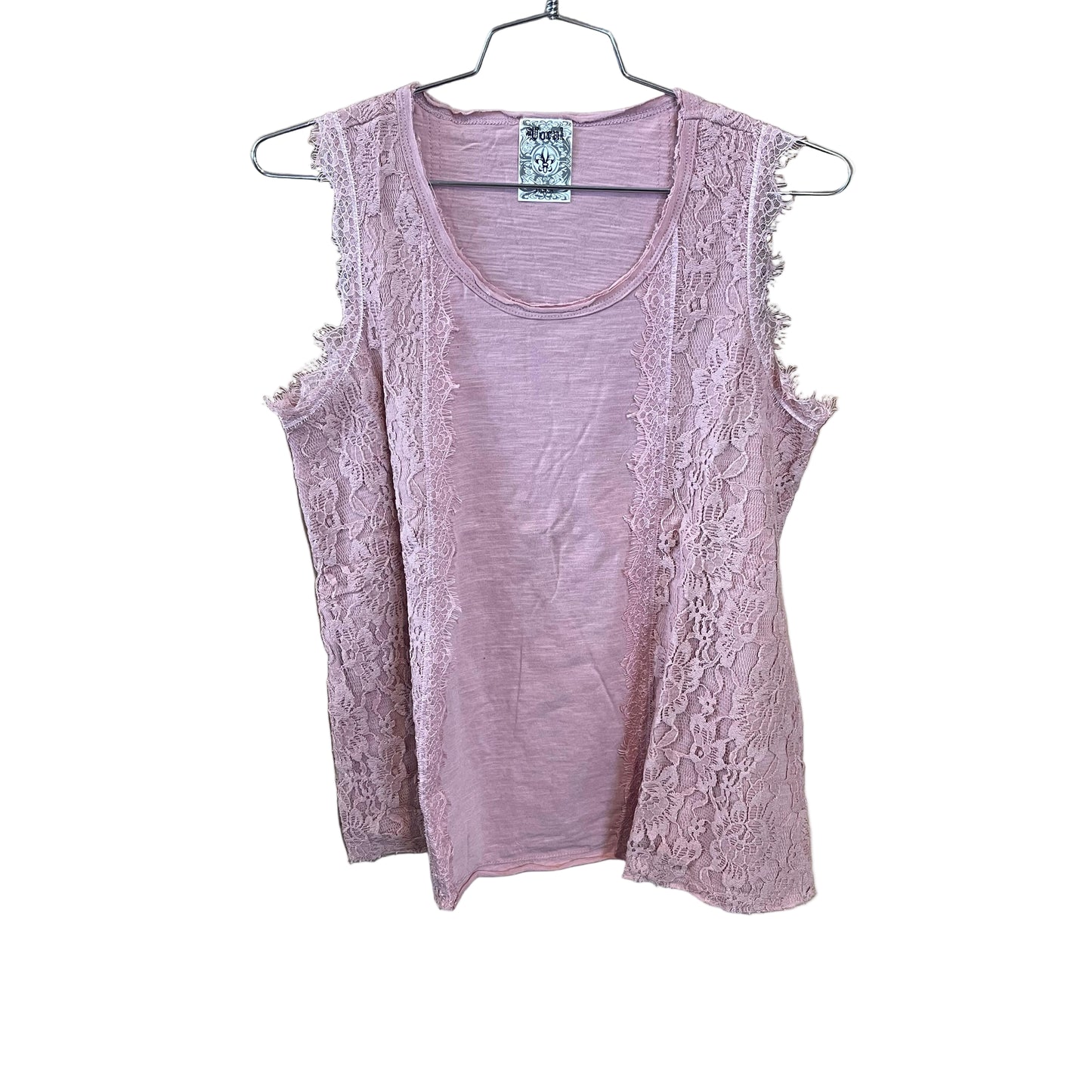 Vocal Apparel Scoop Neck Sleeveless Knit Vintage Top with Lace - Assorted Colours