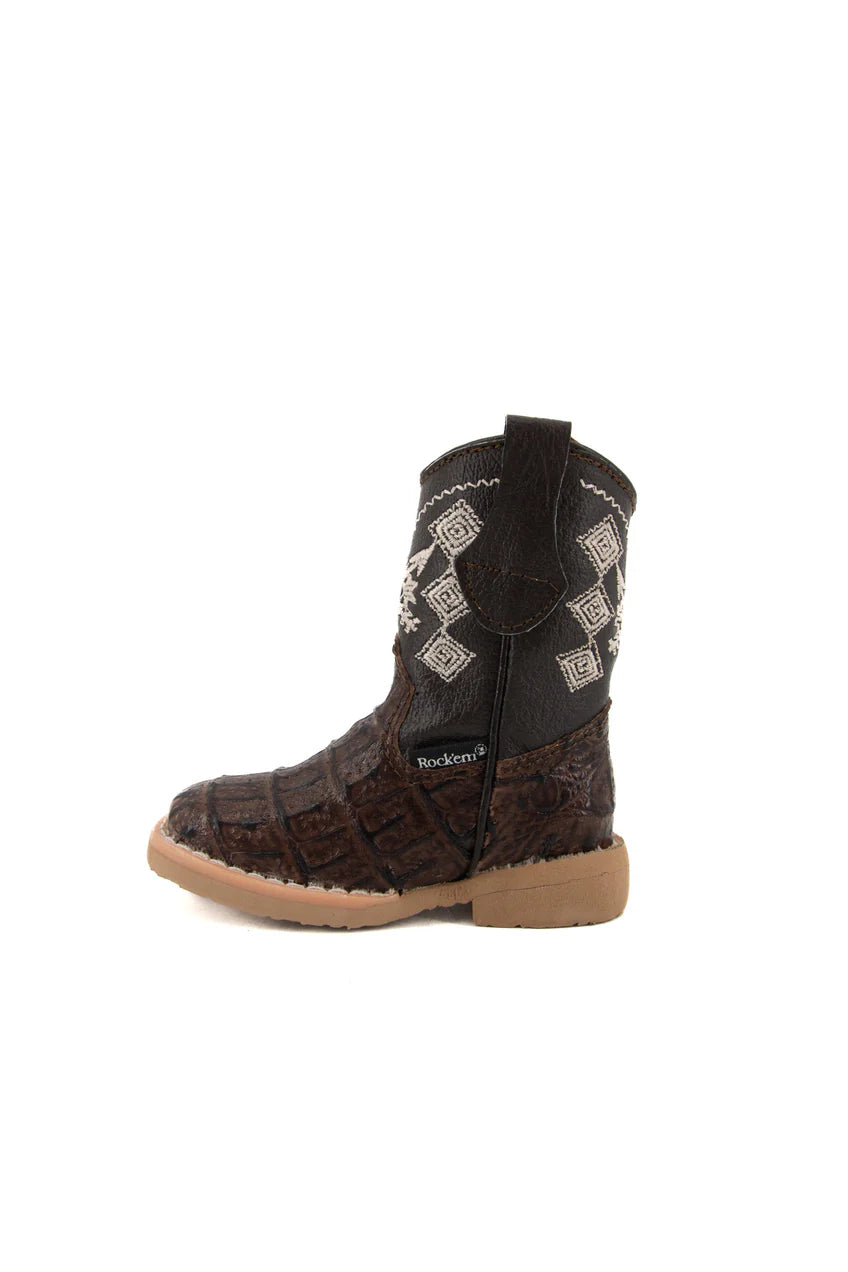 Rock'em Baby Caiman Boots - Brown