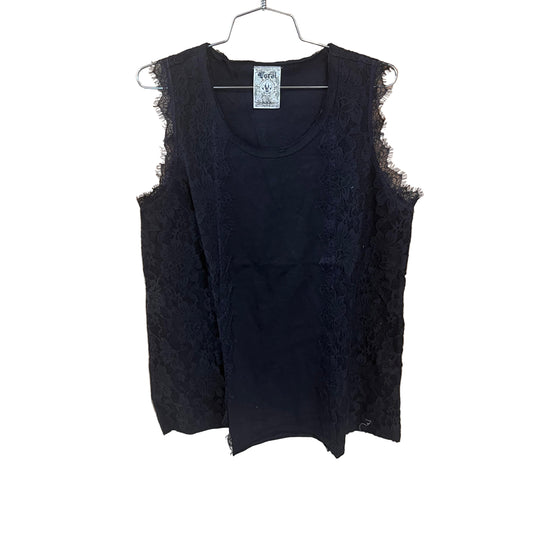 Vocal Apparel Scoop Neck Sleeveless Knit Vintage Top with Lace - Assorted Colours