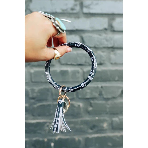 The Front Porch Label Bangle Keyring w/Tassel - Assorted Colours