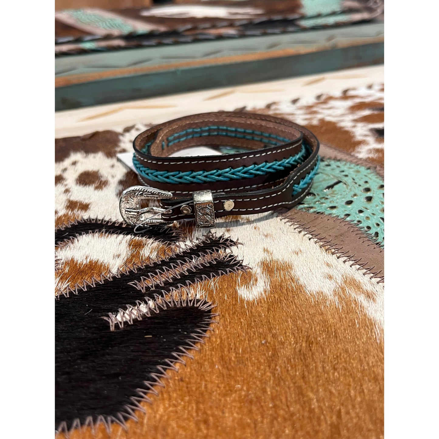 Western Leather Adjustable Buckle Hat Band