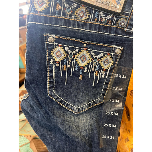 Grace in LA  Women's Jeans - Aztec Yoke