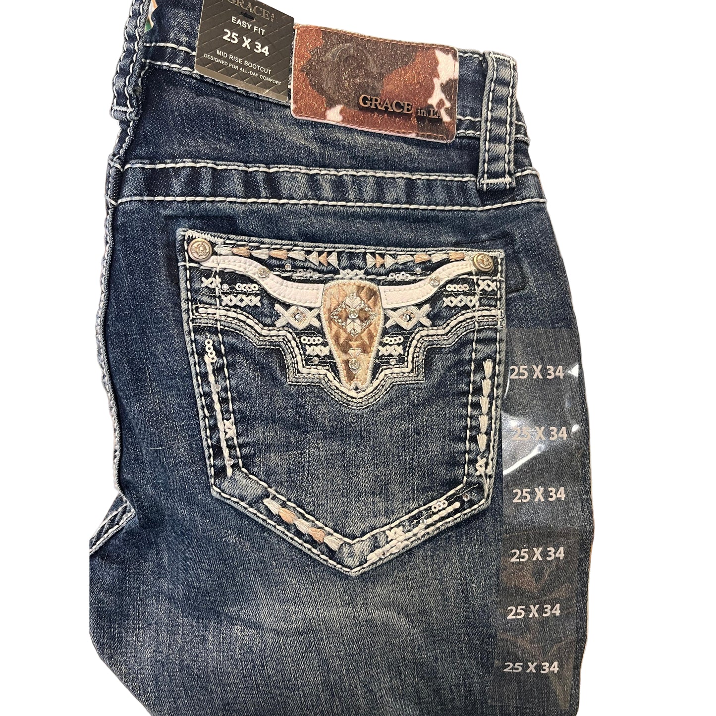 Grace in LA Women's Steer Head Jeans