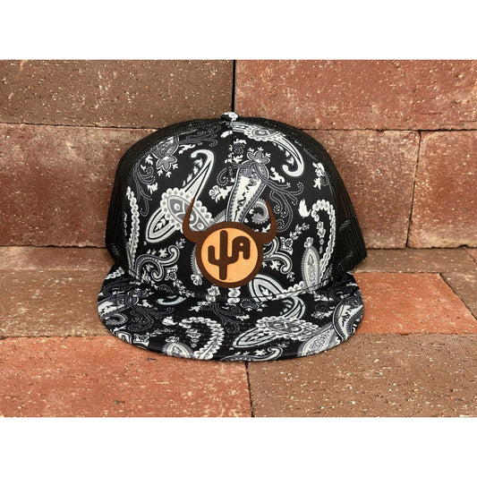 Cactus Alley Moo Cactus Mesh Snapback Cap - Black Paisley