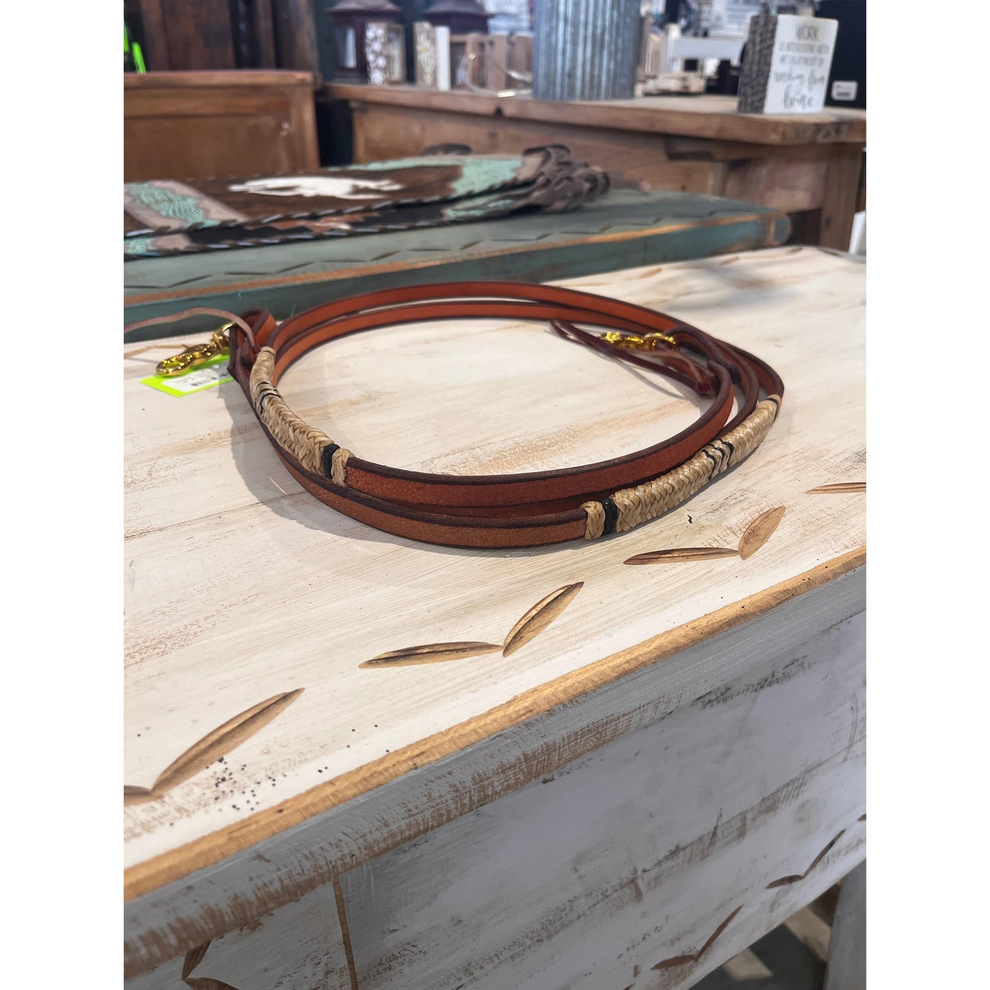 Irvine's Roping Reins 1/2" x8 Rawhide/Black Accents