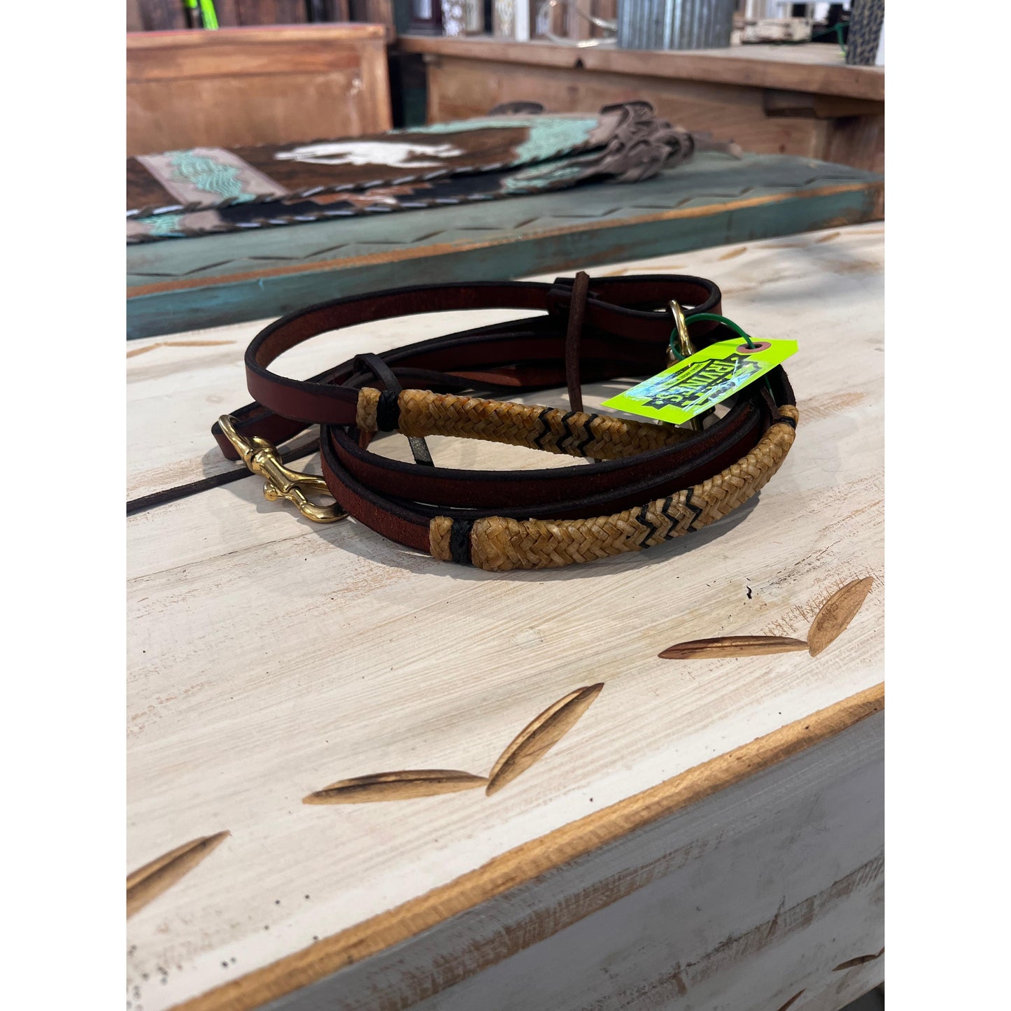 Irvine's Roping Reins 5/8" x 8' Rawhide/Black Accents