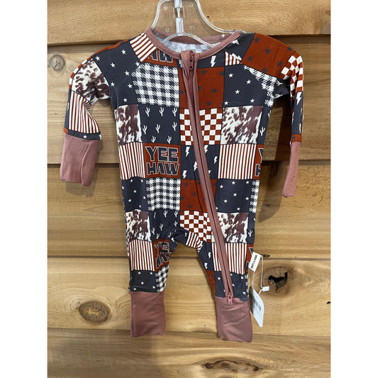 Boots & Bows YeeHaw Squares Infant Sleeper