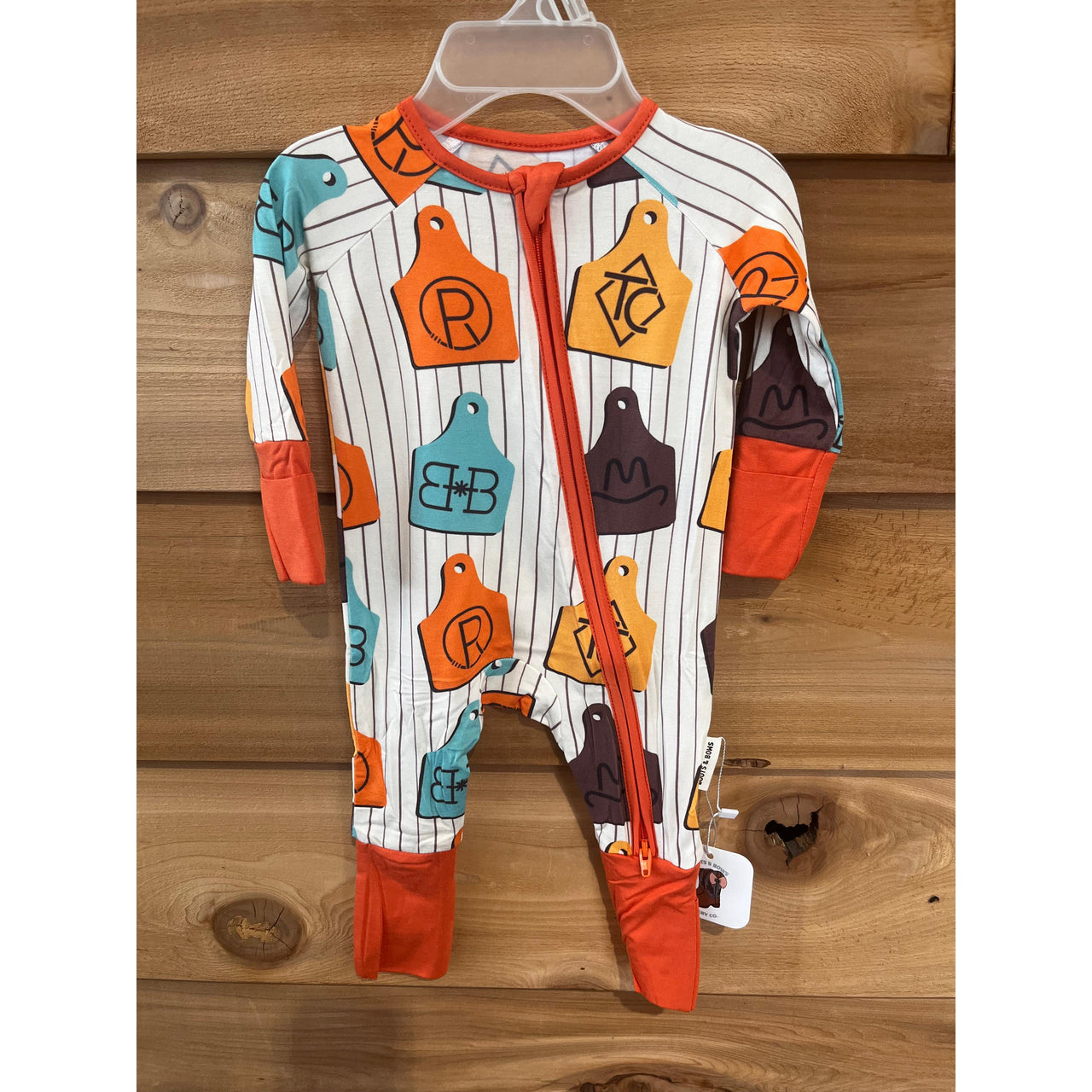 Boots & Bows Striped Cow Tag Infant Sleeper