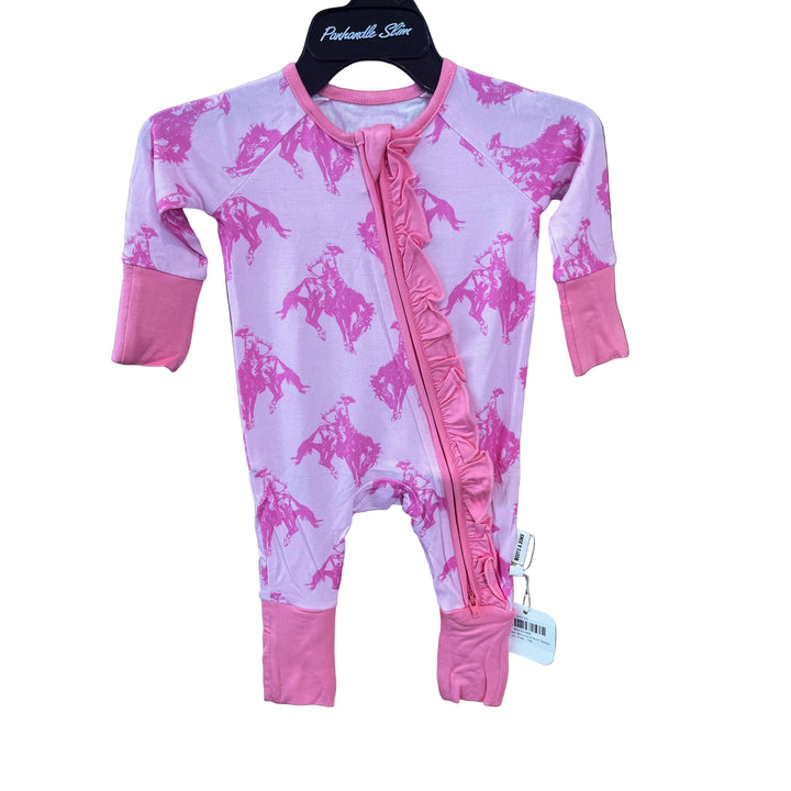 Boots &amp; Bows Broncs Infant Sleeper - Pink