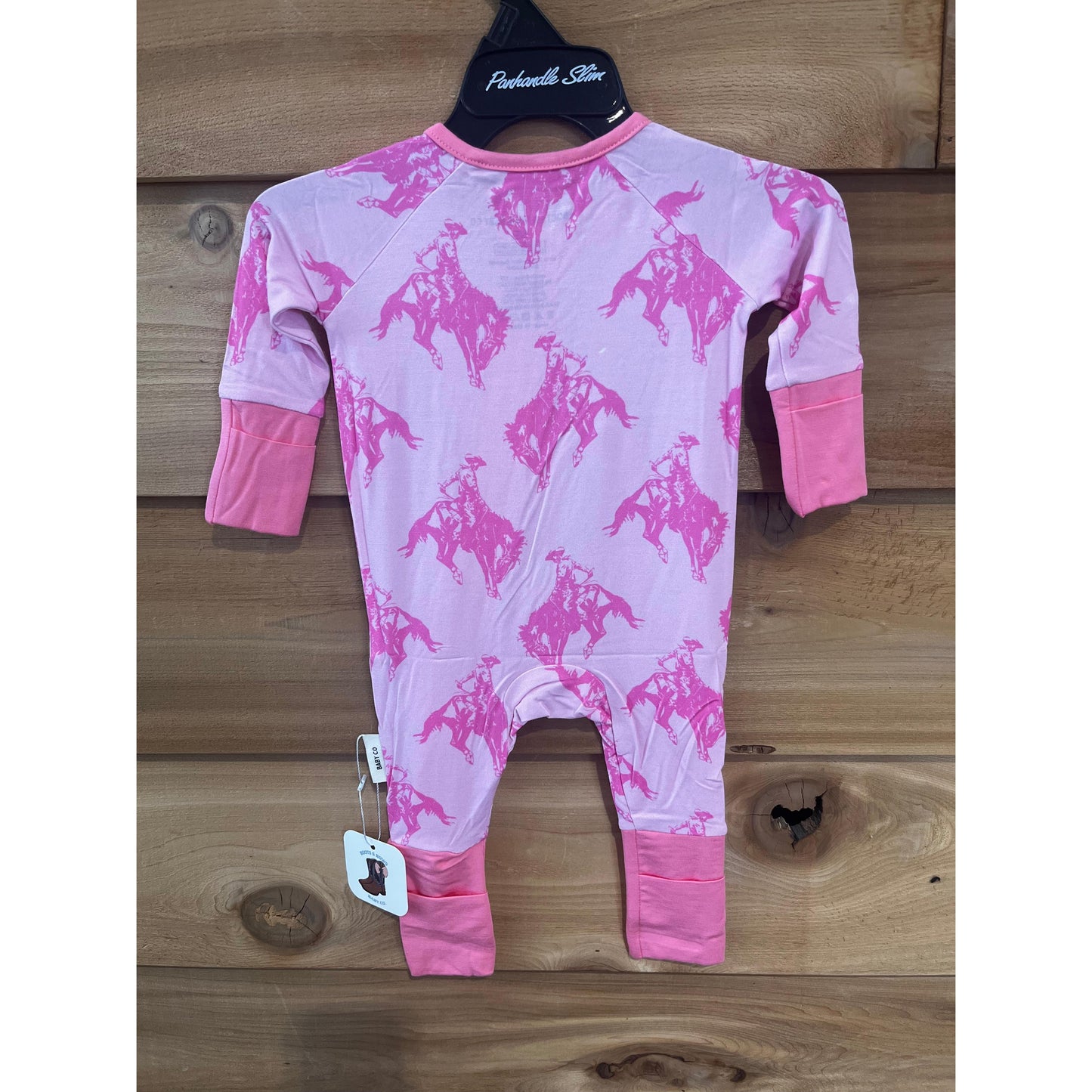 Boots & Bows Broncs Infant Sleeper- Pink