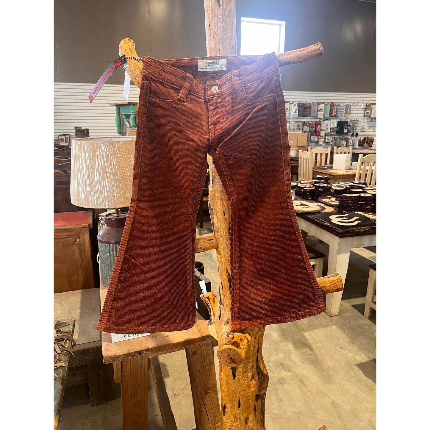 Rock & Roll Girls Brick Button Flare Corduroy Pants - Rust