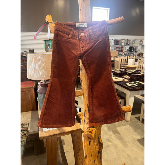 Rock & Roll Girls Brick Button Flare Corduroy Pants - Rust