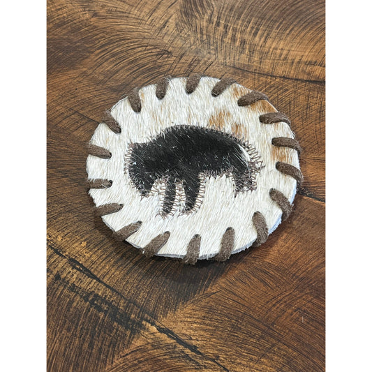 D2W Trading Black Bison Coaster with Laced Border