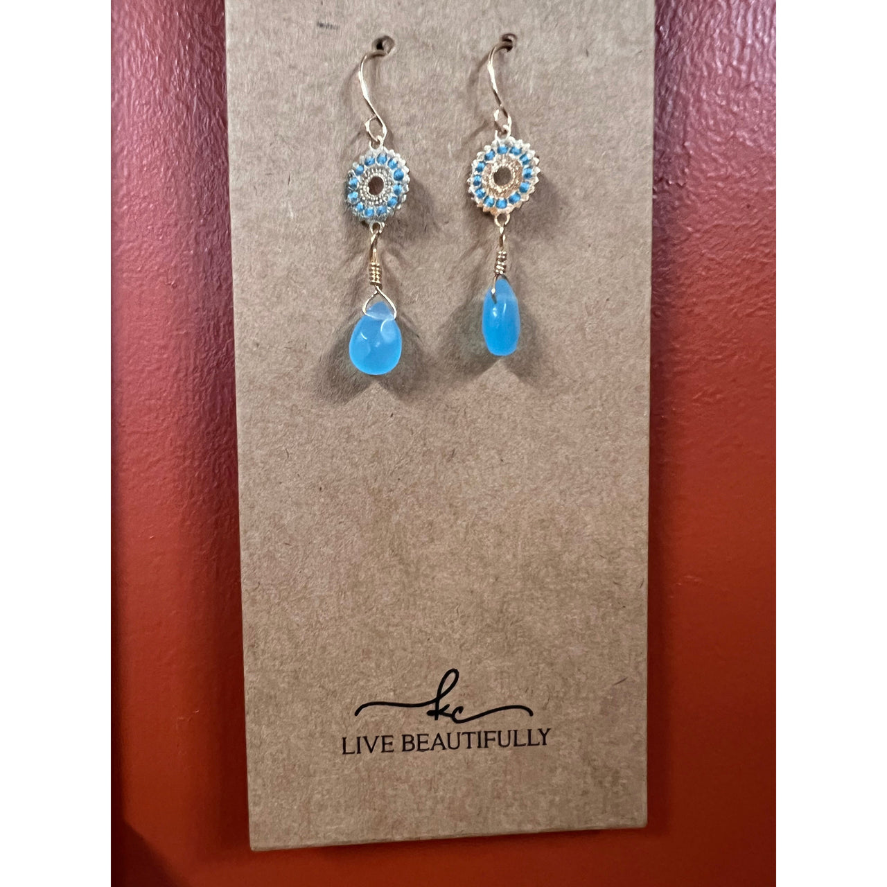 Live Beautifully Earrings - Drop Turquoise Stone