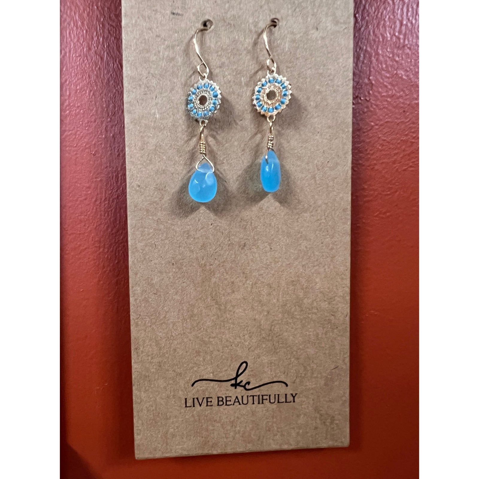 Live Beautifully Earrings - Drop Turquoise Stone - Irvine Tack & Western Wear