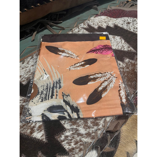 Wyoming Traders Frontier #15 Feathers Silk Scarf-Peach