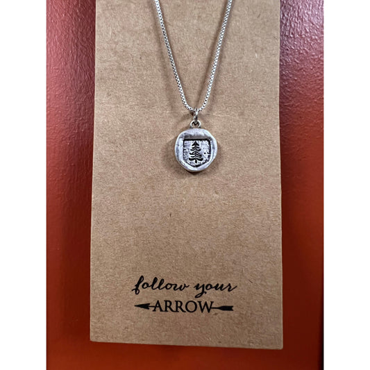 Follow Your Arrow Necklace - Stamped Tree