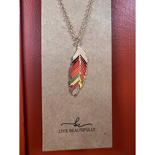 Live Beautifully Necklace - Desert Feather