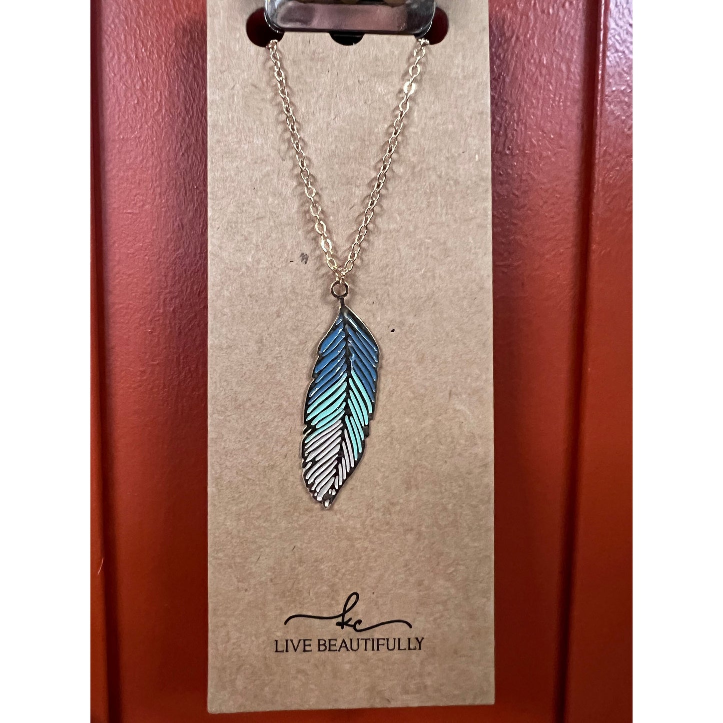 Live Beautifully Necklace - Ocean Feather