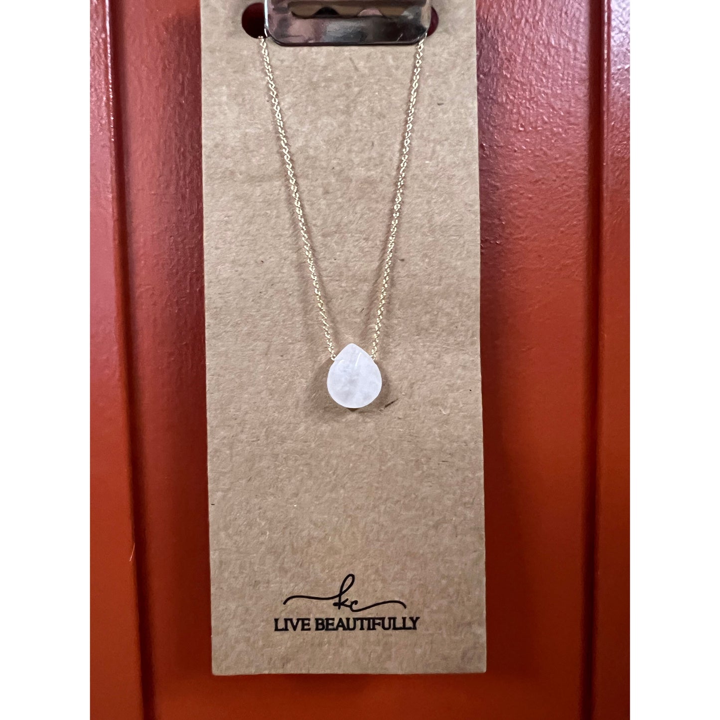 Live Beautifully Necklace - White Stone