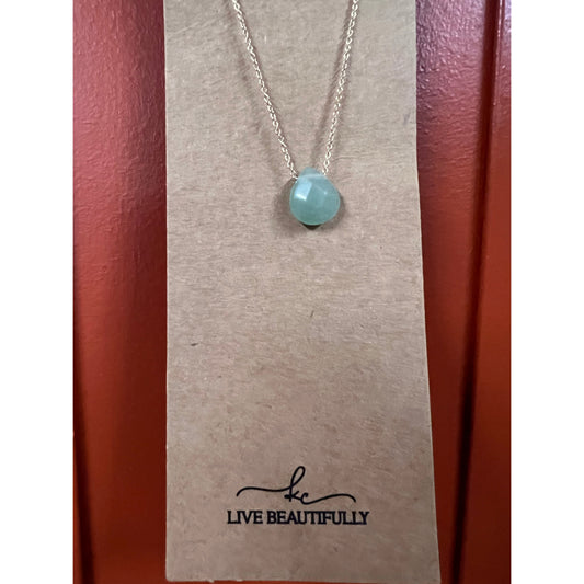 Live Beautifully Necklace - Green Stone