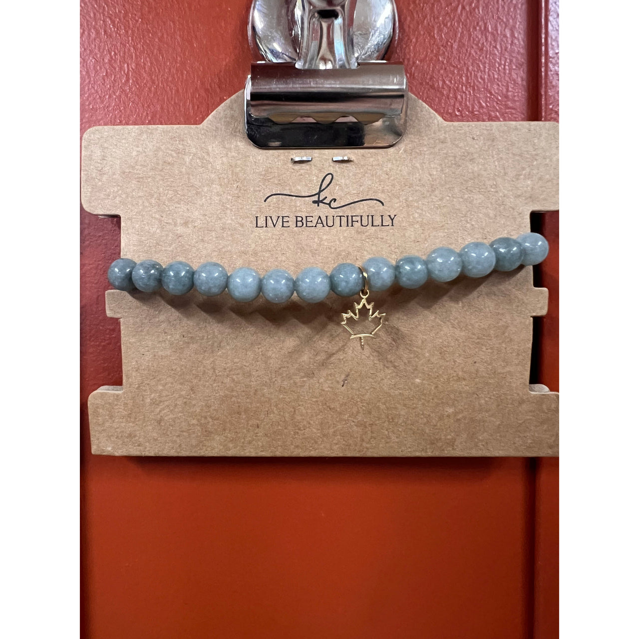 Live Beautifully Stone Bracelet - Maple Leaf