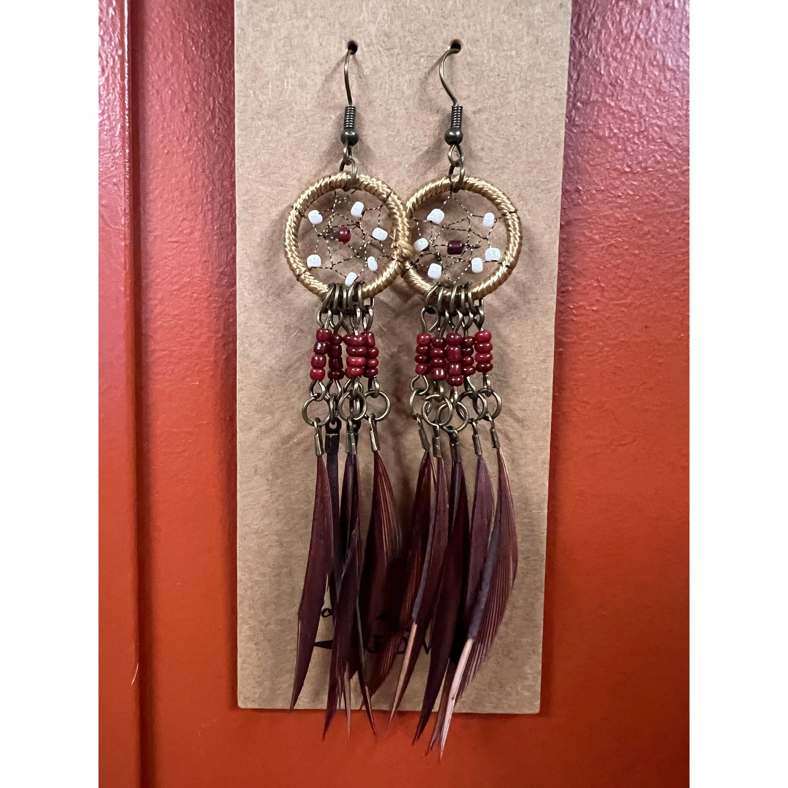 Follow Your Arrow Earrings - Beaded Feather Dream Catcher - Irvine Tack & Western Wear